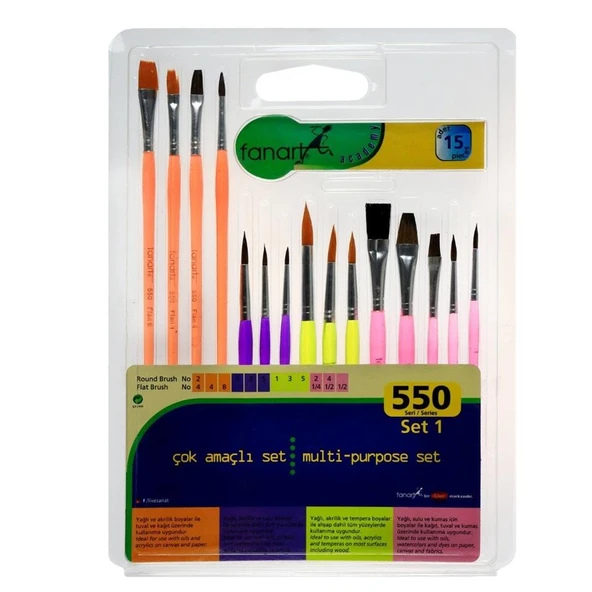Fanart Academy 550 Seri Fırça Seti 1 (15 Li)