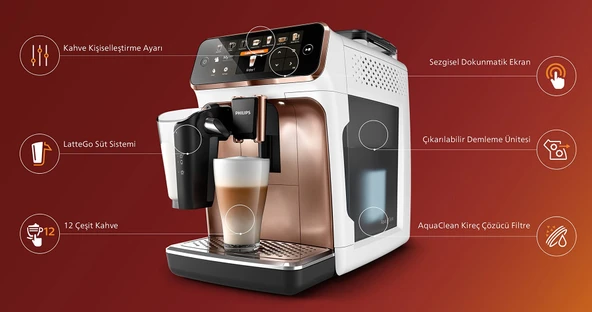 Versuni Philips EP5443/70 Tam Otomatik Espresso Makinesi, LatteGo Süt Sistemi, AquaClean Filtre - 5