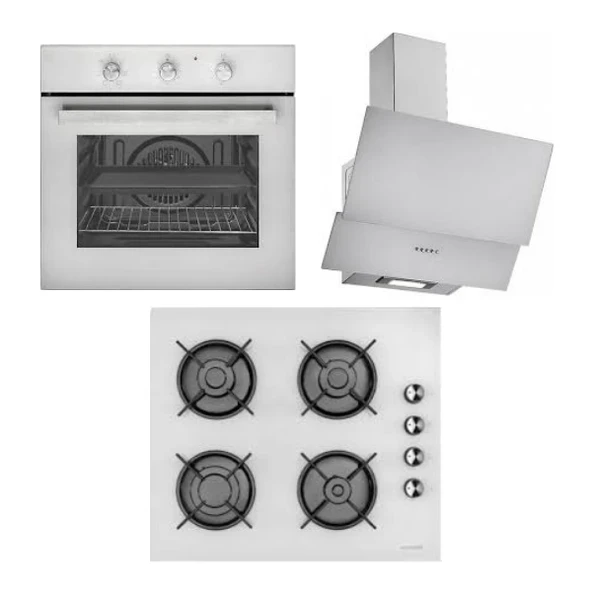 Eminçelik EC-AO 2160 BP W60-EC-CH 1454 PB W60- EC-AH 1240 WG60 ENG Beyaz Ankastre Set-5
