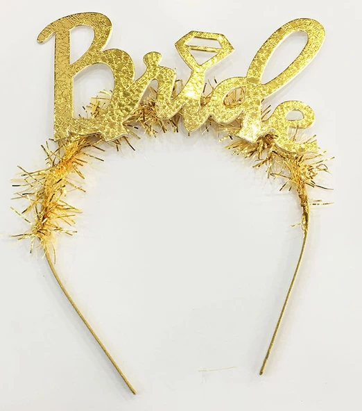 Altın Renk Bekarlığa Veda İtalik Yazı Alyanslı Bride Taç ürün görseli 1