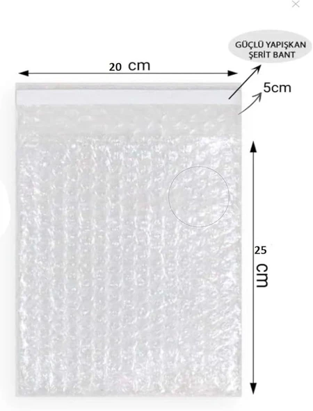 Balonlu Patpat Torba, Bantlı Baloncuklu Torba-Zarf 20Cm (En) X 30Cm(Boy)+5Cm(Kapak) 50 Adet - Resim 3