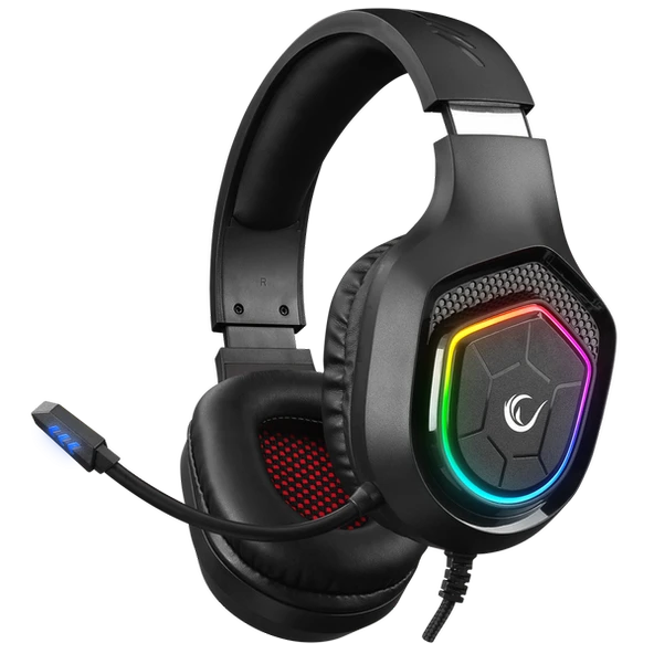 RAMPAGE RM-K90 VECTOR SİYAH RGB LED 3.5MM GAMING MİKROFONLU OYUNCU KULAKLIĞI - 1