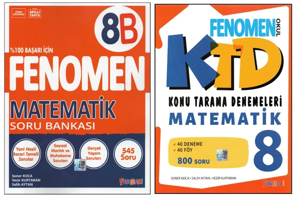 FENOMEN 8.SINIF GEOMETRİ TABANLI MATEMATİK 8B SORU BANKASI + FENOMEN MATEMATİK KTD (2 KİTAP) ürün görseli