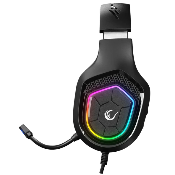 RAMPAGE RM-K90 VECTOR SİYAH RGB LED 3.5MM GAMING MİKROFONLU OYUNCU KULAKLIĞI - 4