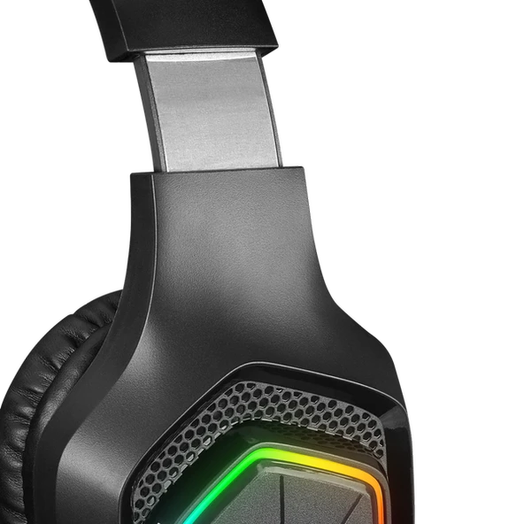 RAMPAGE RM-K90 VECTOR SİYAH RGB LED 3.5MM GAMING MİKROFONLU OYUNCU KULAKLIĞI - 5