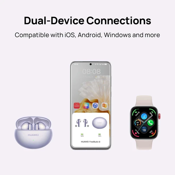 HUAWEI FreeBuds 6i TWS Bluetooth Kulaklık - Mor - Resim 3