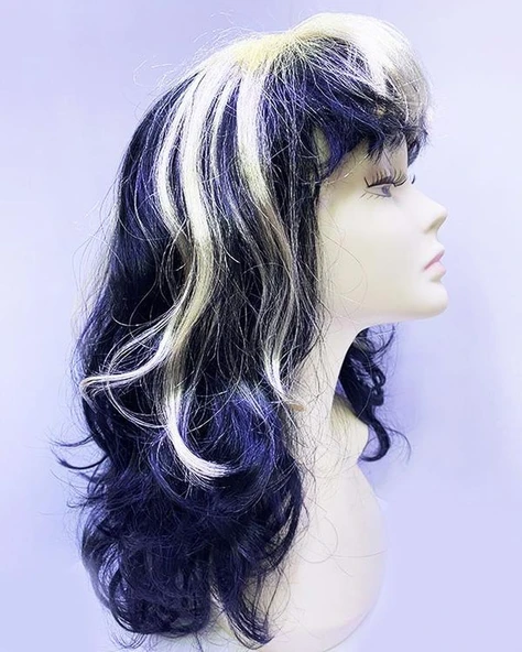 Siyah Altın Renk Dracula Vampir Cadı Peruğu Parti Peruğu - Resim 2