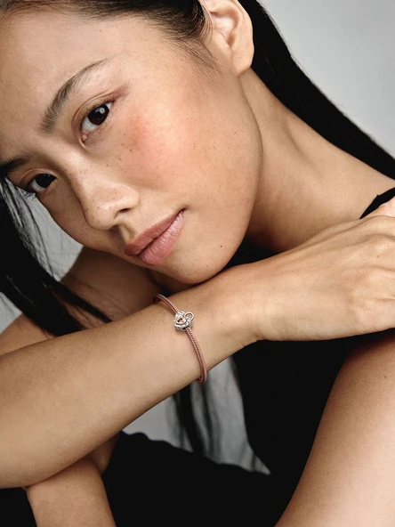 Pandora İki Renkli Asma Kilit Charm 925 ayar gümüş, 14 ayar pembe altın kaplama - Resim 4