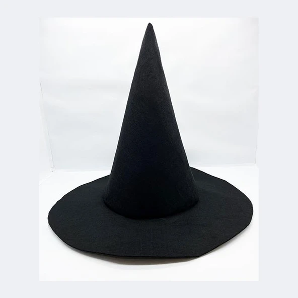Siyah Renk Keçe Cadı Şapkası 35x38 cm ürün görseli 1