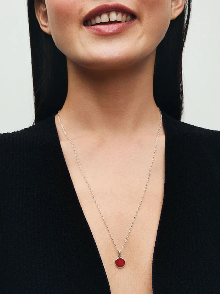 Pandora Yazı İşlenebilir Kırmızı Murano Mini Madalyon Charm 925 ayar gümüş - Resim 5