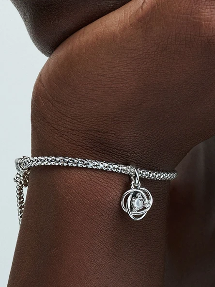 Pandora Şeffaf Sonsuz Halka Sallantılı Charm 925 ayar gümüş - Resim 4