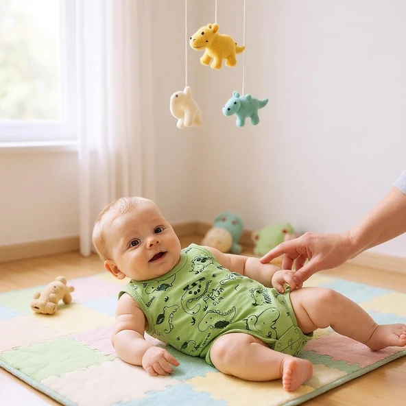 Dino Geniş Askılı Bebek Çıtçıtlı Body - 3
