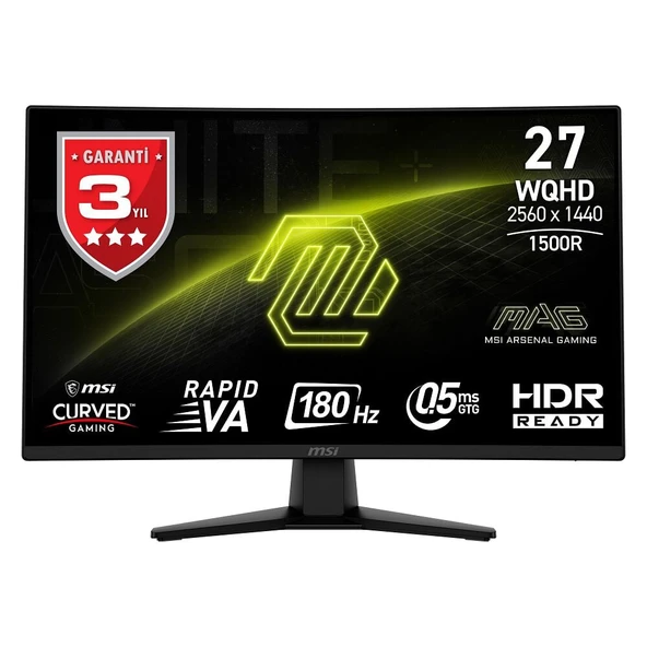 27 MSI MAG 274CQF WQHD 180HZ 0.5 MS ADAPTIVE CURVED GAMING ürün görseli 1