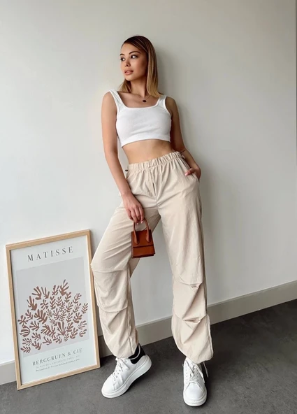 Paraşüt pantolon bej - 2