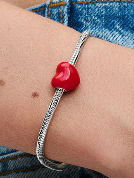 Pandora Renk Değiştiren Gizli Mesaj Kalp Charm 925 ayar gümüş - Resim 5