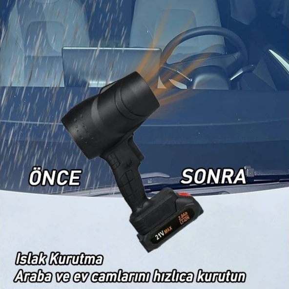 Kraft Hart Jet Turbo Hava Üfleyici Fan Yaprak Üfleme Araba Cam Balkon Su Lekelerini Yağmur Suları Kurulama Fanı - 6