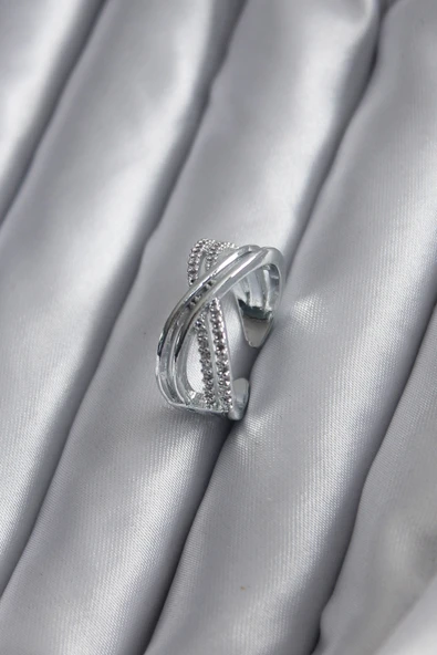 Gümüş Renk Zirkon Taşlı Kadın Yüzük - TJ-BYK2821 ürün görseli 1