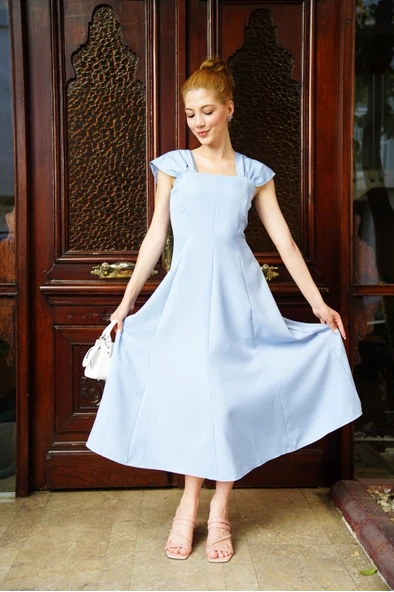 U yaka prenses elbise mavi s255101 ürün görseli