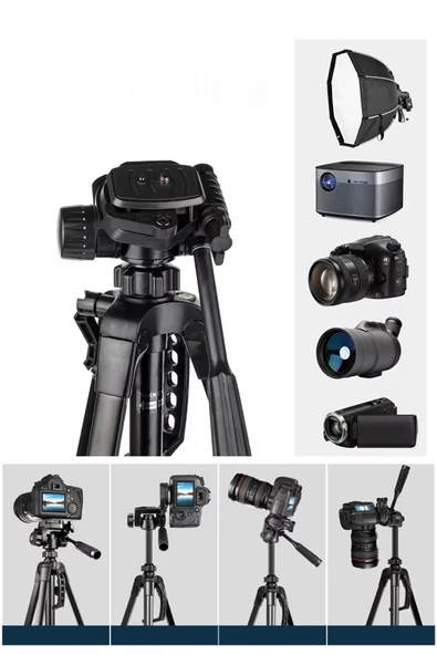 Farway Profesyonel Alüminyum Tripod 360 derece  Ayarlanılabilir Panoramik Başlık Su Terazili Telefon Tutucu 175cm - 2