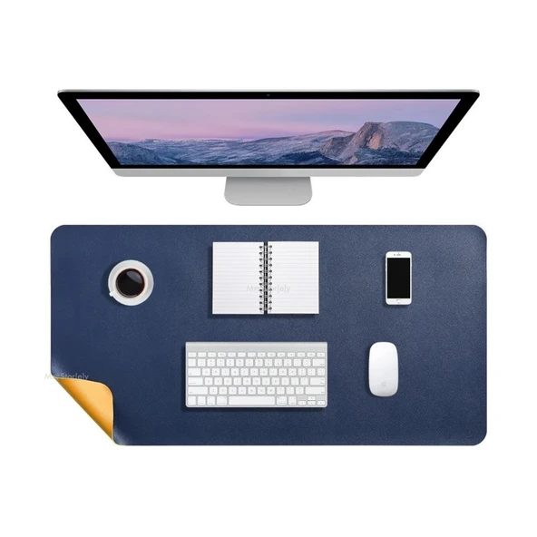 Masa Desk Mat 90x45 cm – Geniş Çift Taraflı Deri Mouse Pad Kaymaz Masa Koruyucu - Resim 4