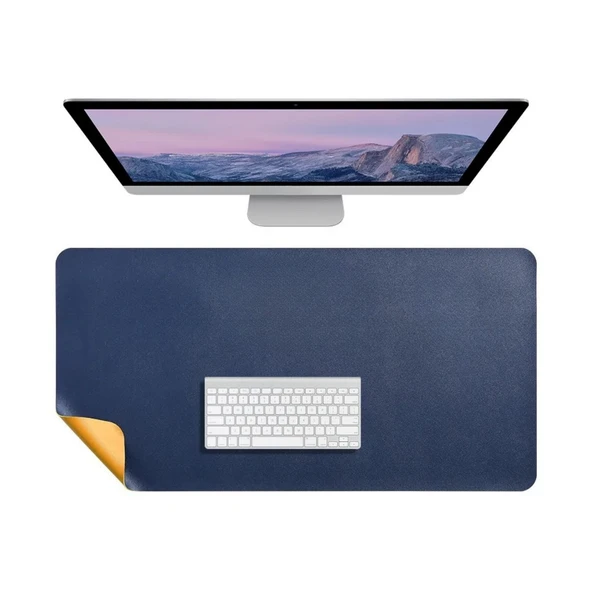 Masa Desk Mat 60x30 cm – Çift Taraflı Kaymaz Deri Mouse Pad Ofis ve Makyaj Masası Koruyucu - Resim 3