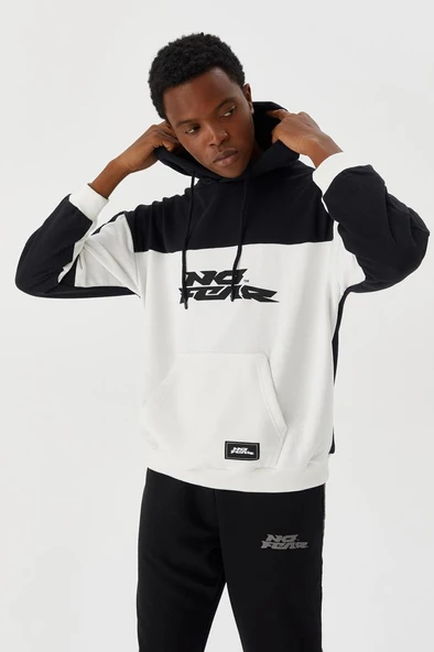 No Fear Erkek Sweatshirt Kapüşonlu Siyah Beyaz M500272 - 2