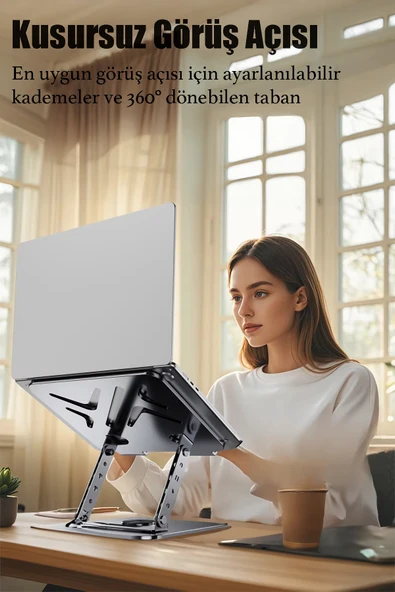Farway Metal Laptop Macbook Notebook Standı 2 Kademeli 360 Derece Ayarlanılabilir - 2