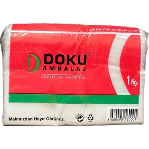 Doku Ambalaj Atlet Poşet T-Shirt Bağ Tam Orjinal 1kg Taşıma Torbası Alişveriş Orta Boy 27x50cm