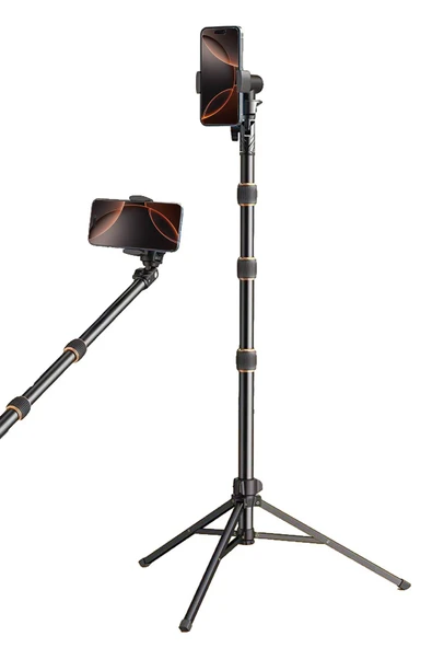 Farway 360 Derece Ayarlanılabilir 4 Kademeli Alüminyum Telefon Tutucu Tripod Monopod Selfie Çubuğu 210 cm Çantalı