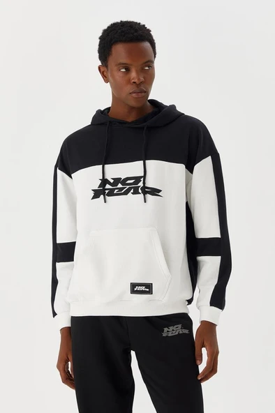 No Fear Erkek Sweatshirt Kapüşonlu Siyah Beyaz M500272