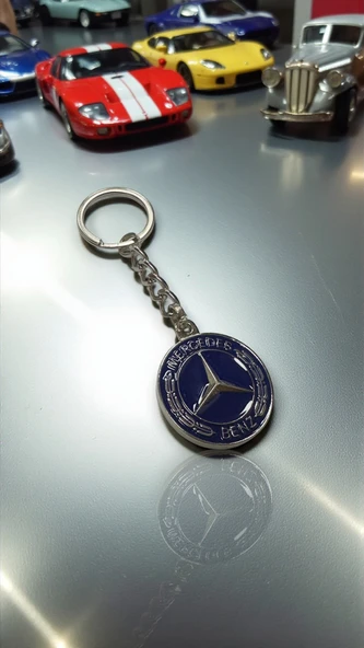 Mercedes İle Metal Anahtarlık Araba Anahtarlığı MAVİ 1. KALİTE ÇİFT TARAFLI ürün görseli