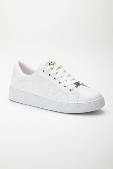 Kadın Casual Spor Ayakkabı Beyaz İnce Taban Bağcıklı - Resim 4