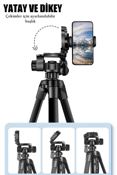 Farway Profesyonel Alüminyum Tripod 360 derece  Ayarlanılabilir Panoramik Başlık Su Terazili Telefon Tutucu 175cm - 3