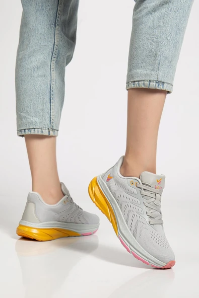 Kadın Spor Ayakkabı Gri Hafif Kalın Renkli Taban - Resim 2