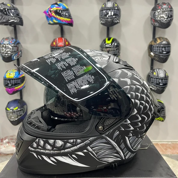 MTS M-801 SNAKE Full Face Kask DRAGLAX GREY - Resim 2