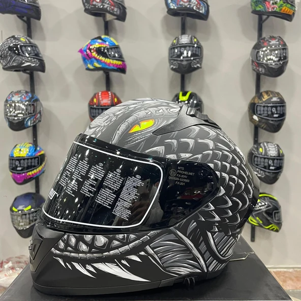 MTS M-801 SNAKE Full Face Kask DRAGLAX GREY - Resim 3