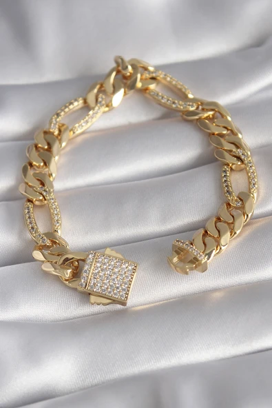 Gold Renk Zirkon Taşlı Zincir VIP Exclusive Seri Gurmet Model Kadın - TJ-BB5917 ürün görseli 1