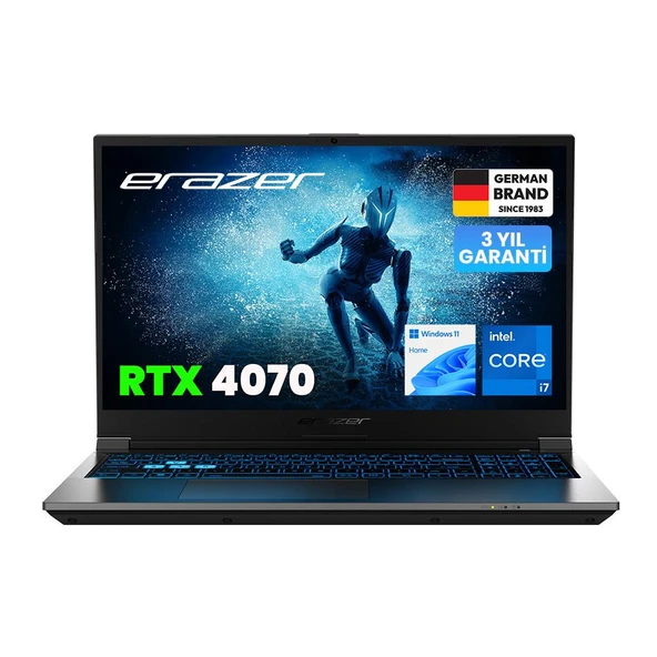 ERAZER Deputy P60 MD62684 Intel Core i7 12650H 16GB RAM 1TB SSD RTX4070 15.6" 144Hz IPS FHD FreeDOS Oyuncu Laptop ürün görseli 1