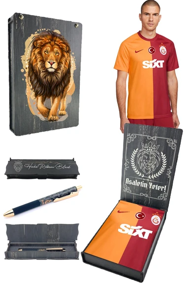 Galatasaray Orijinal 23-24 Parçalı 5 Yıldızlı Forma + Hybrit Kalem Hediyelik Set  Ahşap Kutulu ürün görseli