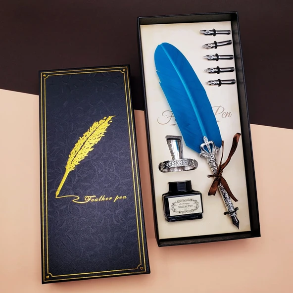 Mürekkepli Divit Hokka Kalem Seti Mavi ürün görseli 1