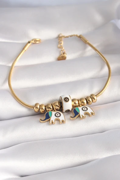 316L Çelik Gold Renk Fil Figür Kadın Bileklik - TJ-BB5958 ürün görseli 1