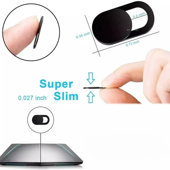 Webcam Kamera Kapatıcı 3’lü Siyah – Laptop Telefon Tablet Uyumlu Ultra İnce Kaydırmalı - Resim 5