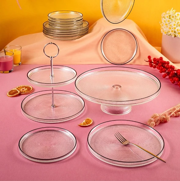 Fecra Loren 14 Parça Servis ve Sunum Seti Siyah Fileli - 7