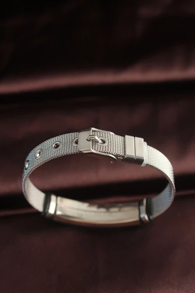 316L Çelik Siyah Desenli Ayarlanabilir Hasır Kordonlu Bileklik - TJ-EB3636 - Resim 2