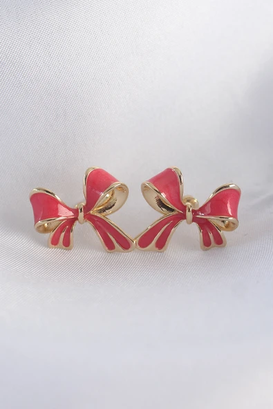 Pirinç Pembe Renk Fiyonk Küpe - TJ-BKP8941 ürün görseli