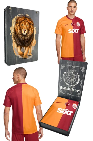 Galatasaray Orijinal 23-24 Parçalı 5 Yıldızlı Forma Gs Aslan Baskılı Hediyelik Ahşap Kutulu - 1