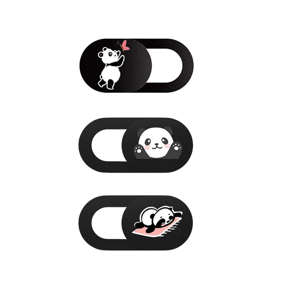 Kamera Kapatıcı Laptop Tablet Telefon Panda Desenli 3 Lü Set Ultra İnce Gizlilik Aparatı ürün görseli 1