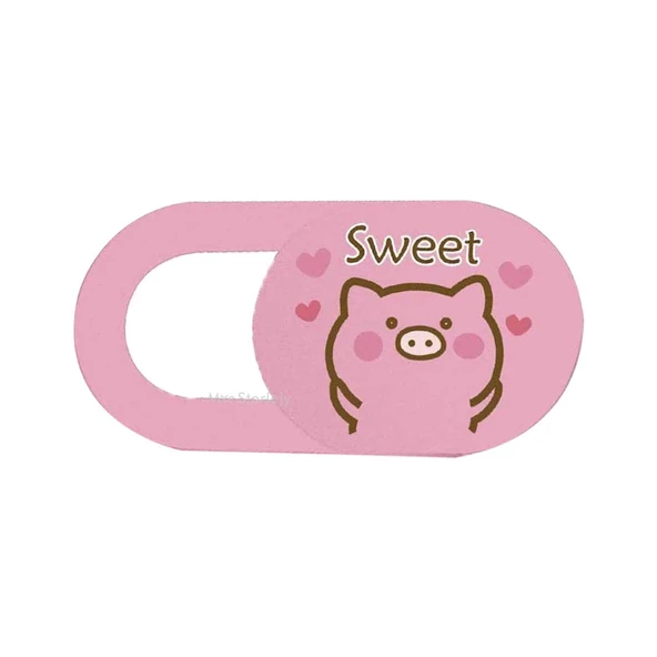 Kamera Kapatıcı 3’lü Set – Ultra İnce 0.7 mm Sürgülü Webcam Cover, 3M Yapışkan, Pembe Pig - Resim 3