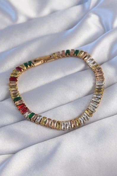 316L Çelik Gold Renk Renkli Su Yolu Tasarımlı Bileklik - TJ-BB6103 ürün görseli 1