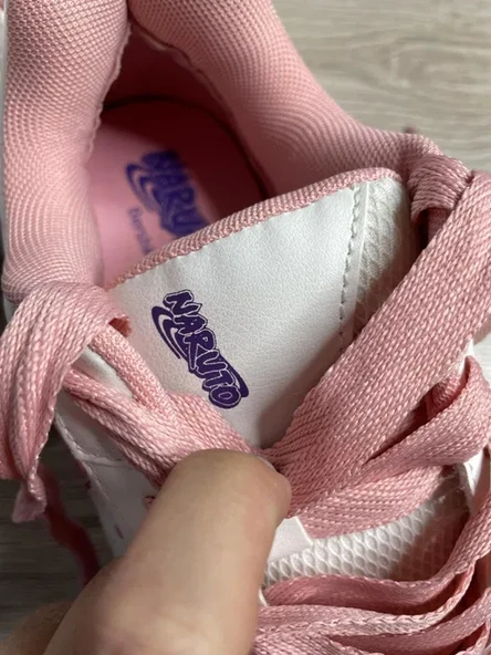 Bershka Naruto platform Spor Ayakkabı Beyaz-Pembe - Resim 3